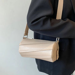 Cylindrical PU Leather Lady Messenger Bag Handbag