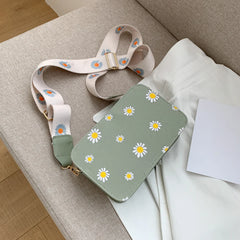 Daisy Pattern Shoulder Bag Handbag Small Square Tote Class
