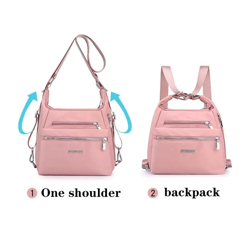 Women Nylon Shoulder Bag Multi-pockets Crossbody Messenger Bag