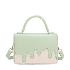 Women Pu Leather Shoulder Bag Square Flap Handbag with Long Strap