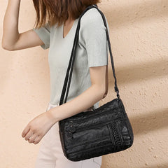 Women Bag Pu Soft Leather Shoulder Bag Multi-layer Crossbody Bag Small Bag