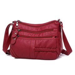 Women Bag Pu Soft Leather Shoulder Bag Multi-layer Crossbody Bag Small Bag