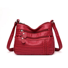 Women Bag Pu Soft Leather Shoulder Bag Red Handbag Purse