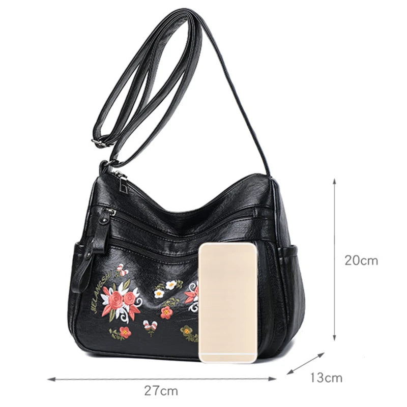 Women's Embroidered Crossbody Shoulder Bag Totes