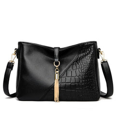 Tassel Leather Shoulder Bag for Women - Crossbody Messenger Tote Handbags