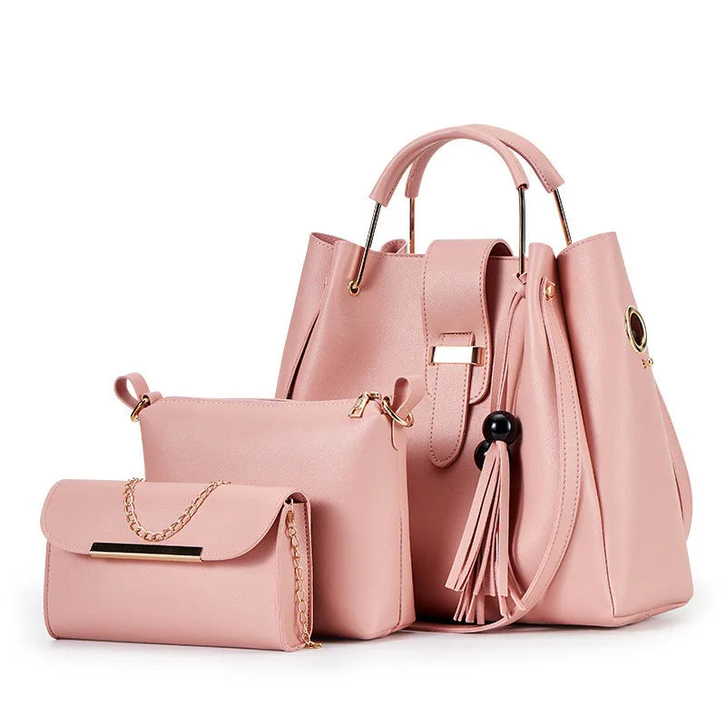 Women 3pcs Large Casual Leather Shoulder Bag Set