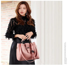 Women 3pcs Large Casual Leather Shoulder Bag Set