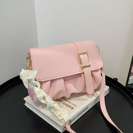 Women Belt Decorative Fold Bags Silk Scarf Shoulder Messenger Bag