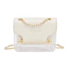 Women Small Square Shoulder Bag Clear Transparent PU Composite Messenger Bags