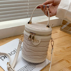 Green Brown Bucket Bag Messenger Purse Circular Shoulder Bags