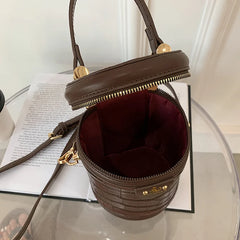 Green Brown Bucket Bag Messenger Purse Circular Shoulder Bags