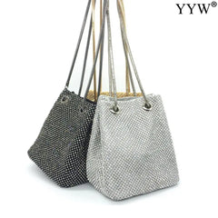 Sequin Evening Party Silver Purse Women Bucket Shoulder Bag