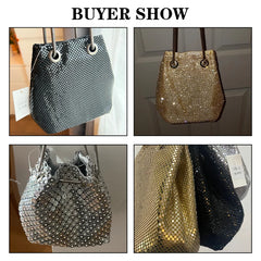 Sequin Crossbody Bucket Shoulder Bag Evening Party Purse