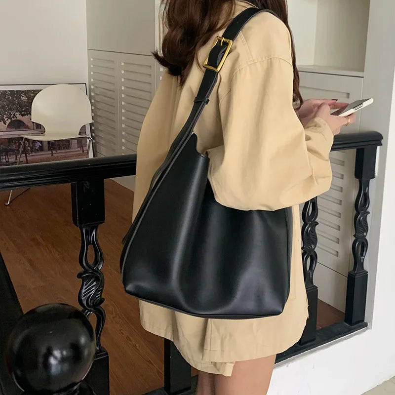 Women Bucket Shoulder Bags Pu Leather Large Capacity Composite Bag