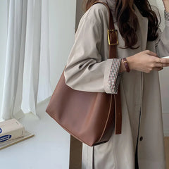 Women Bucket Shoulder Bags Pu Leather Large Capacity Composite Bag