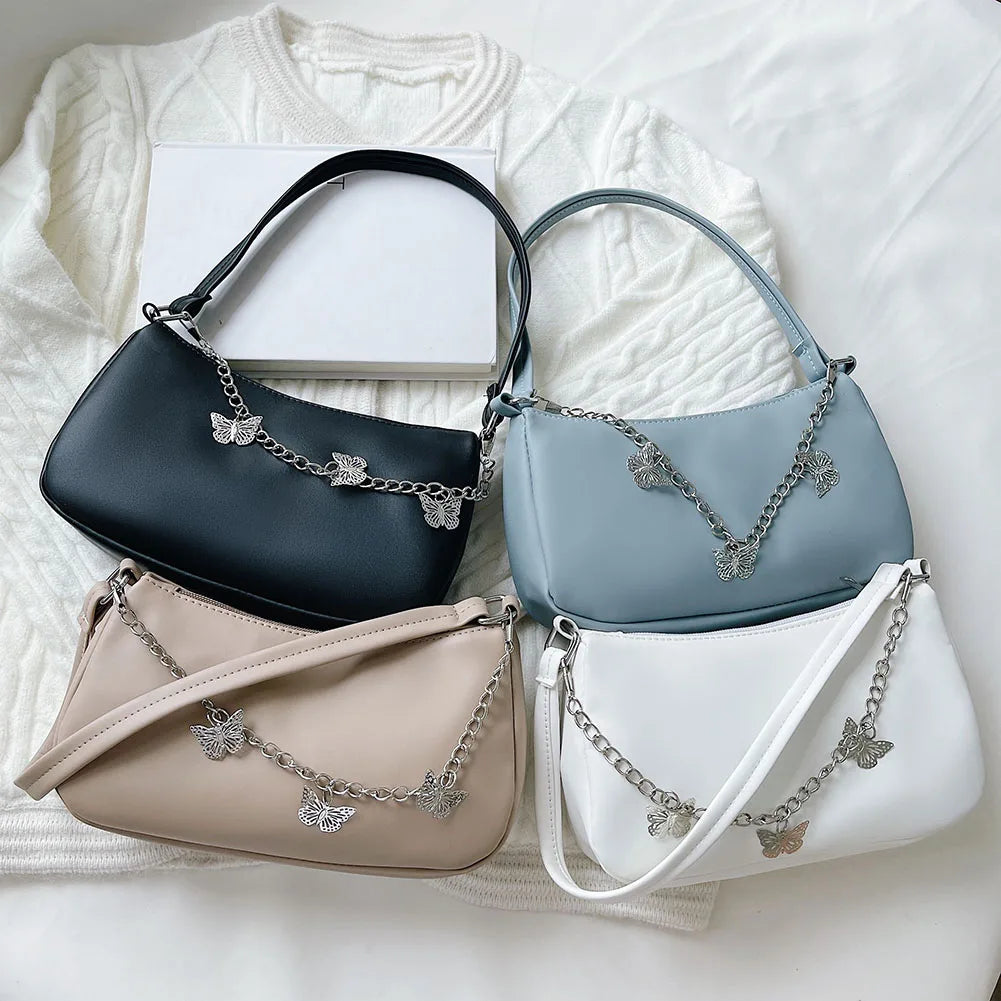 Women Butterfly Chain Shoulder Underarm Bags Casual Ladies Purse Handbags