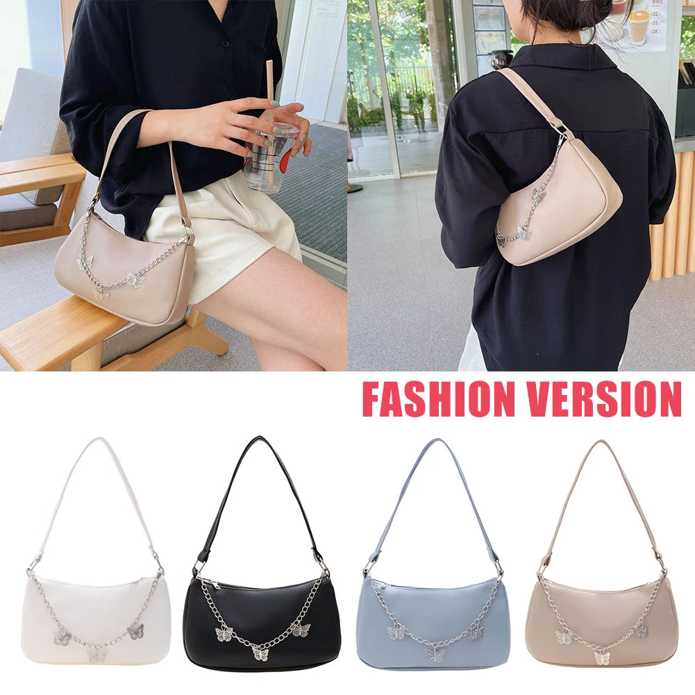 Women Butterfly Chain Shoulder Underarm Bags Casual Ladies Purse Handbags
