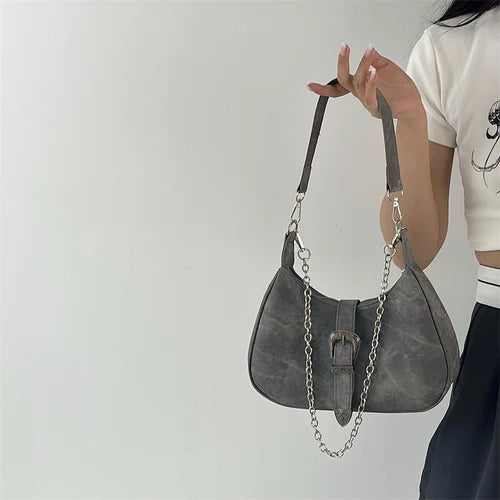 Canvas Hobos Underarm Bag High-quality Female Crescent Purse Handbags