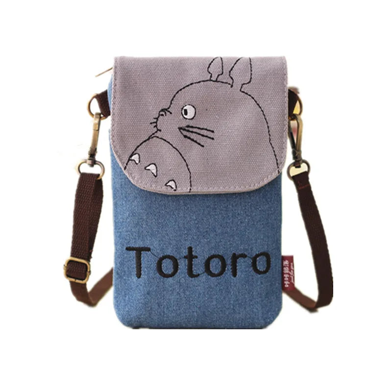 Canvas Messenger Bag Crossbody Embroidered Mini Shoulder Bag for Women