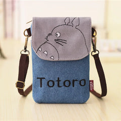 Canvas Messenger Bag Crossbody Embroidered Mini Shoulder Bag for Women