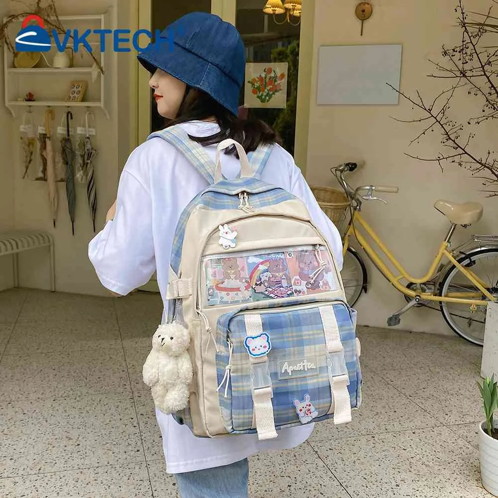 Women Canvas Transparent Backpack Schoolbag