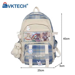 Women Canvas Transparent Backpack Schoolbag