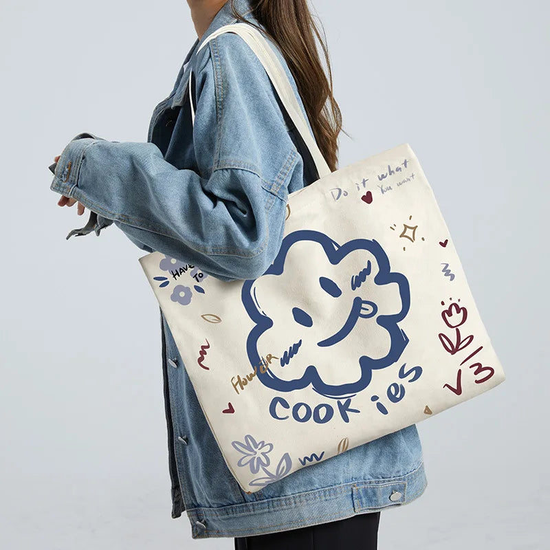 Women Canvas Eco Reusable Shopping Bags Foldable Large Handbags