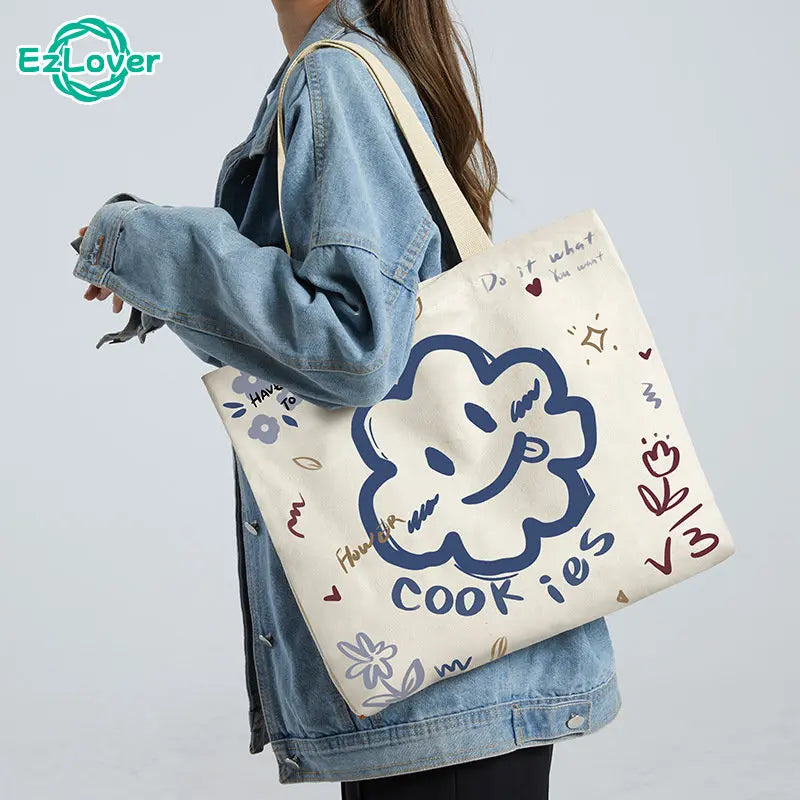 Women Canvas Eco Reusable Shopping Bags Foldable Large Handbags