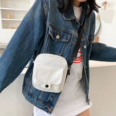 Women Canvas Shoulder Handbag Small Messenger Purse Solid Zipper Student