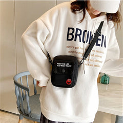 Canvas Shoulder Handbags Solid Student Phone Purse Small Messenger Crossbody