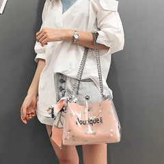 Women Flower Print Jelly Crossbody Shoulder Bag