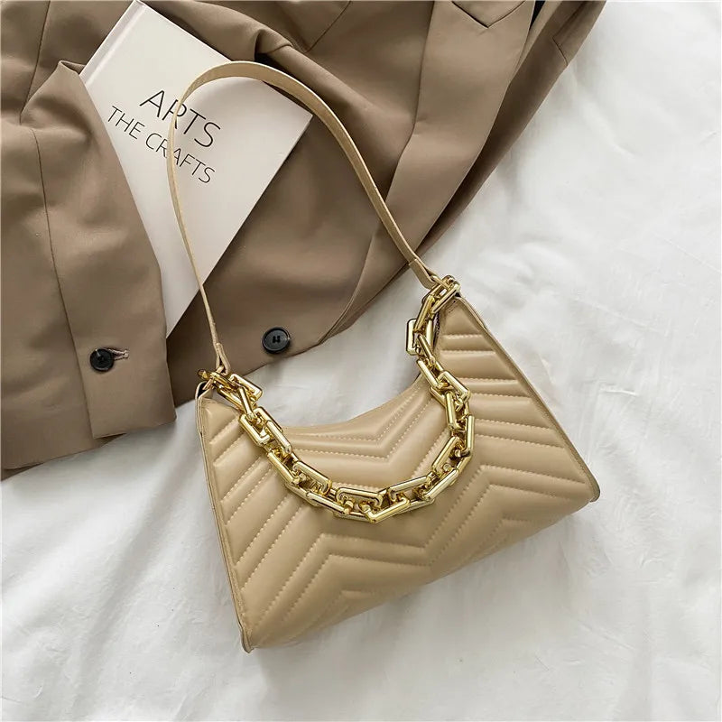 Women Casual Shoulder Bag Lady Metal Chain Handbag