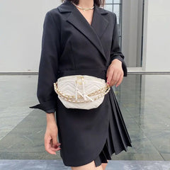 Women Chain Belt Bag Chest Bags Lady Crossbody Bag Waist Bag Mini Fanny Pack