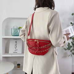 Women Chain Belt Bag Chest Bags Lady Crossbody Bag Waist Bag Mini Fanny Pack