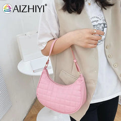 Women Checker Pattern Underarm Shoulder Bag Casual Ladies Small Hobos Handbags