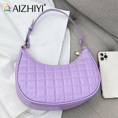 Women Checker Pattern Underarm Shoulder Bag Casual Ladies Small Hobos Handbags