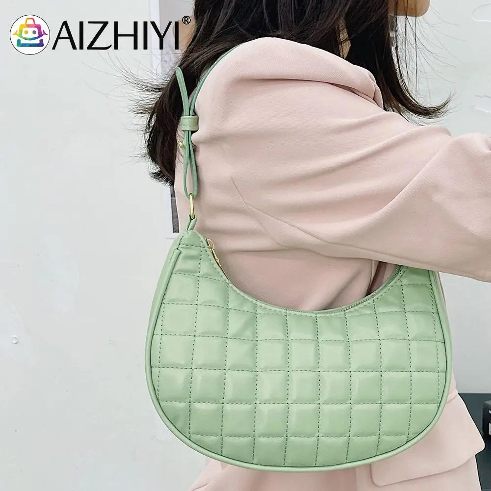 Women Checker Pattern Underarm Shoulder Bag Casual Ladies Small Hobos Handbags