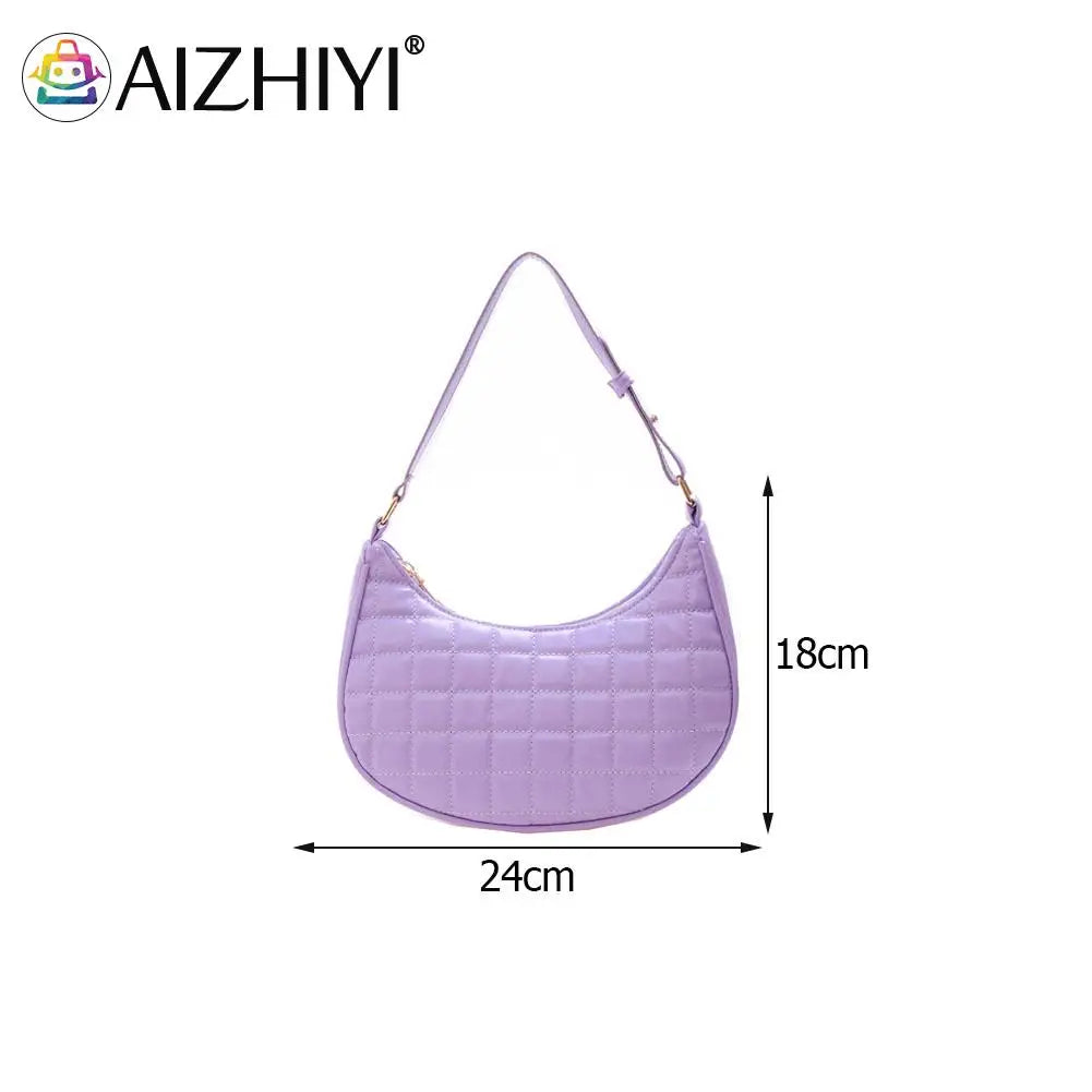 Women Checker Pattern Underarm Shoulder Bag Casual Ladies Small Hobos Handbags