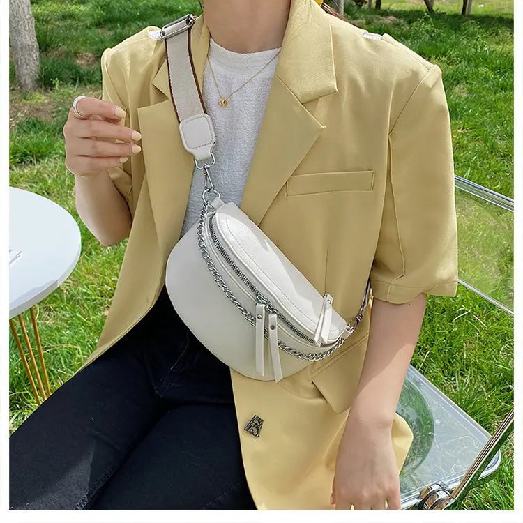 Women Chest Bag PU Leather Waist Bag Female Crossbody Shoulder Bags