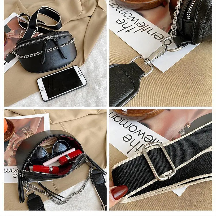 Women Chest Bag PU Leather Waist Bag Female Crossbody Shoulder Bags