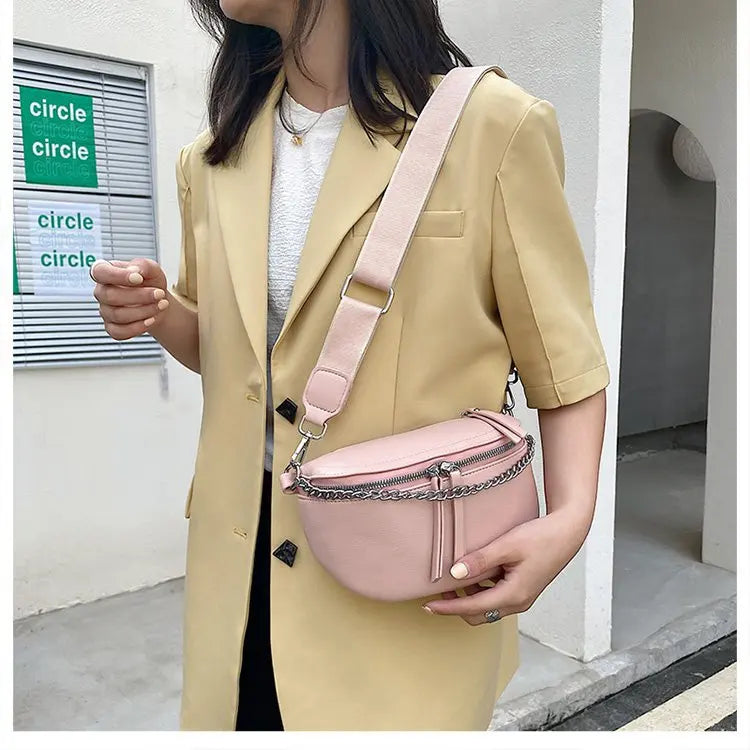 Women Chest Bag PU Leather Waist Bag Female Crossbody Shoulder Bags