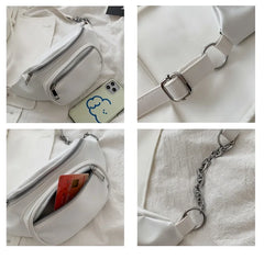 Women Chest Packs PU Leather Chain Crossbody Shoulder Bag Ins