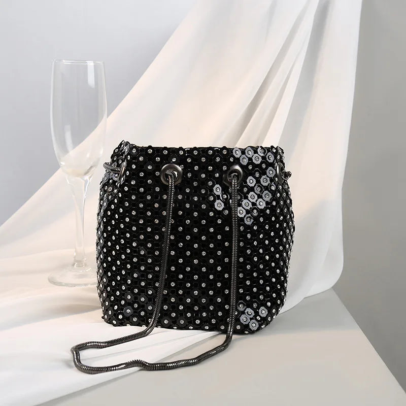Women Clutch Bag Pearl Rhinestone Chain Party Shoulder Bag