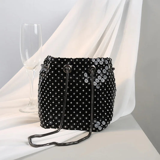 Women Clutch Bag Pearl Rhinestone Chain Party Shoulder Bag