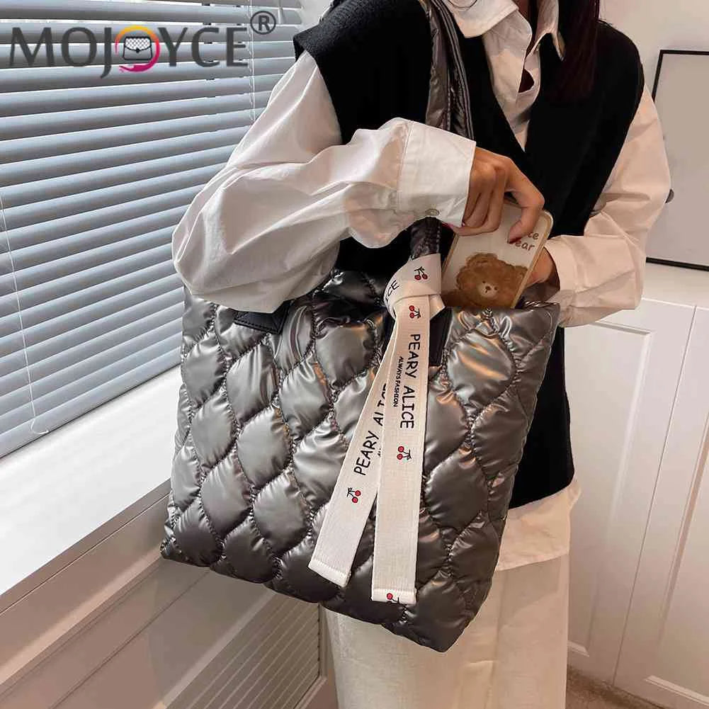 Women Cotton Padded Totes Casual Top-handle Bags Soft Zipper