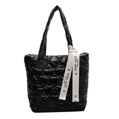 Women Cotton Padded Totes Casual Top-handle Bags Soft Zipper