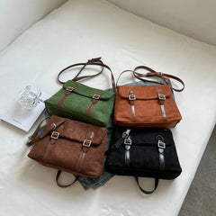 Vintage Crossbody Bag Faux Suede Leather Handbag