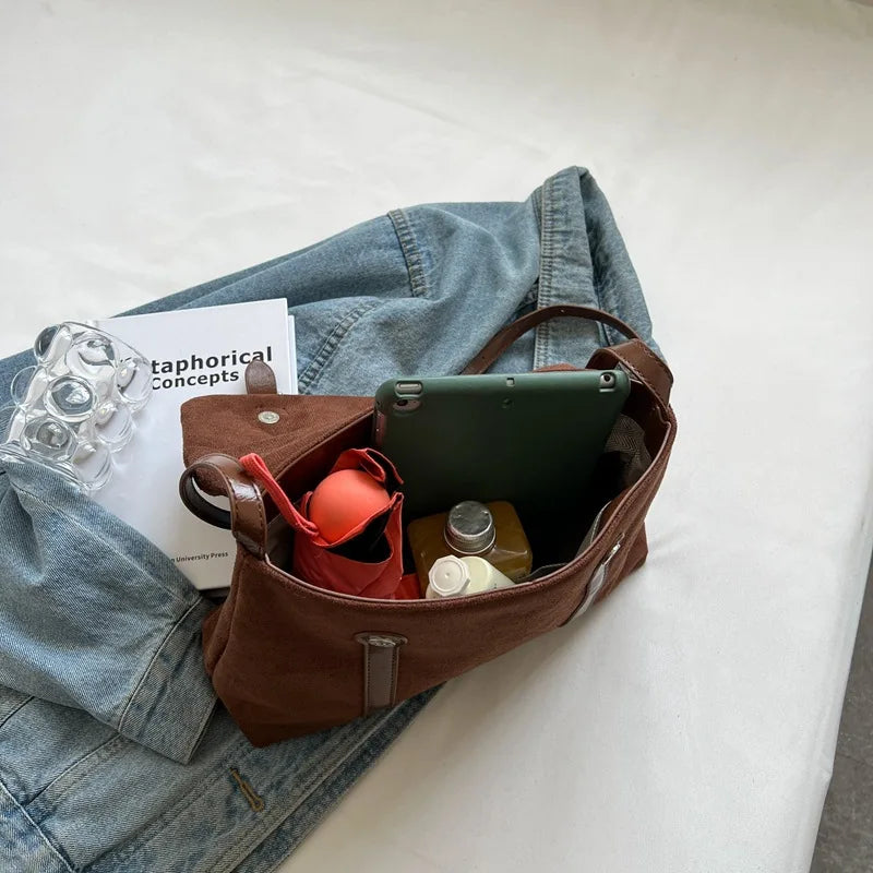 Vintage Crossbody Bag Faux Suede Leather Handbag