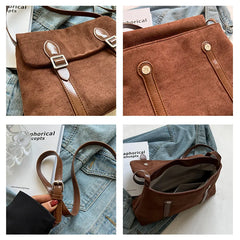 Vintage Crossbody Bag Faux Suede Leather Handbag