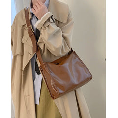 Retro Pu Leather Messenger Bag Large Capacity Shoulder Bag